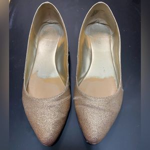 Nine West Gold Sparkle Flats Pointed Toe Size 9.5